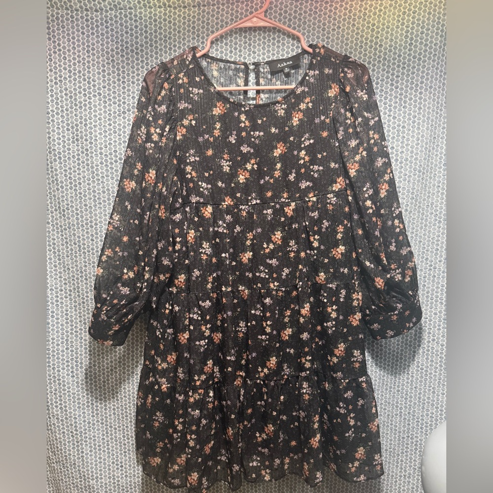 Aakaa Black Floral Dress